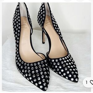 Elegant Black and Silver Studded Women's Heels